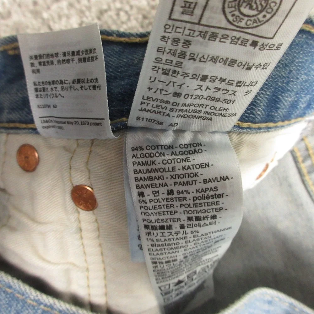 Levis Jeans Mens 31x30 Blue 501 Button Fly Original Straight Faded Denim Pants